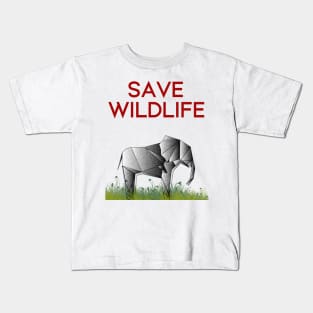 Save Wildlife - Origami Elephant Kids T-Shirt